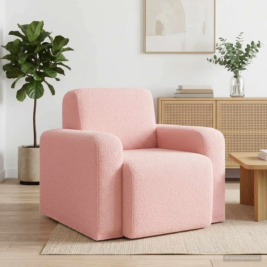 Fauteuil Rose Bouclé