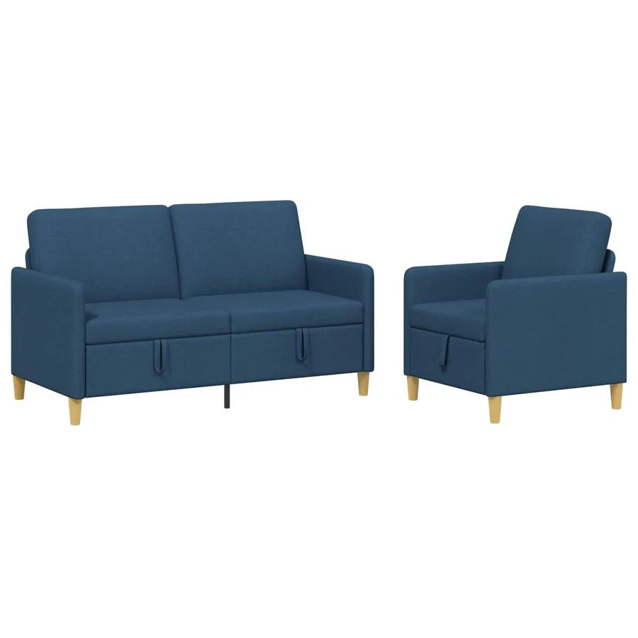Canapé avec rangement 2 pcs Bleu Polyester - 2