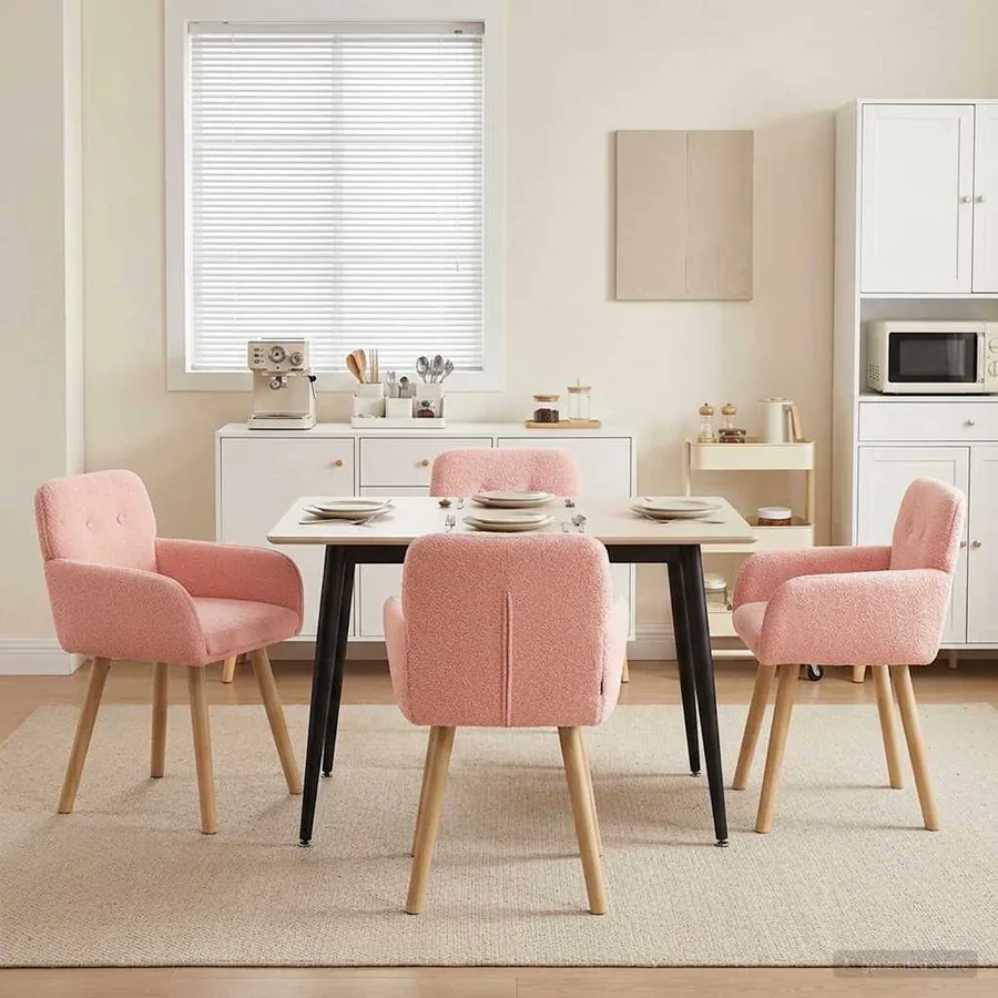 Chaises de salle à manger 4 pcs Bouclé Rose 59 x 57 x 85 cm