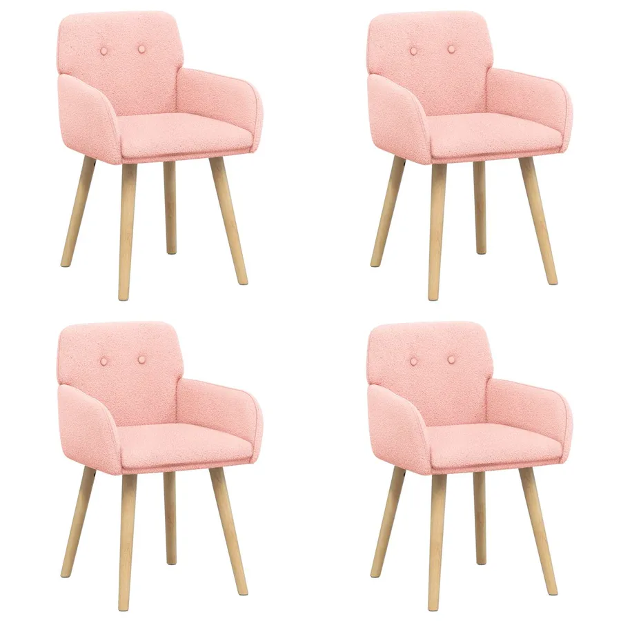 Chaises de salle à manger 4 pcs Bouclé Rose 59 x 57 x 85 cm - 2