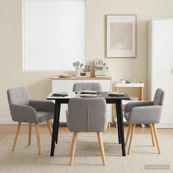 Chaises de salle à manger 4 pcs Bouclé Gris clair
