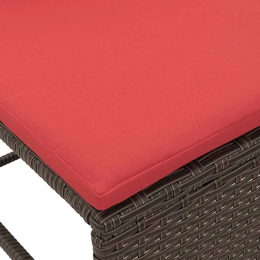 Ensemble de canapé de jardin 6 pcs Marron et rouge polyrotin - 11
