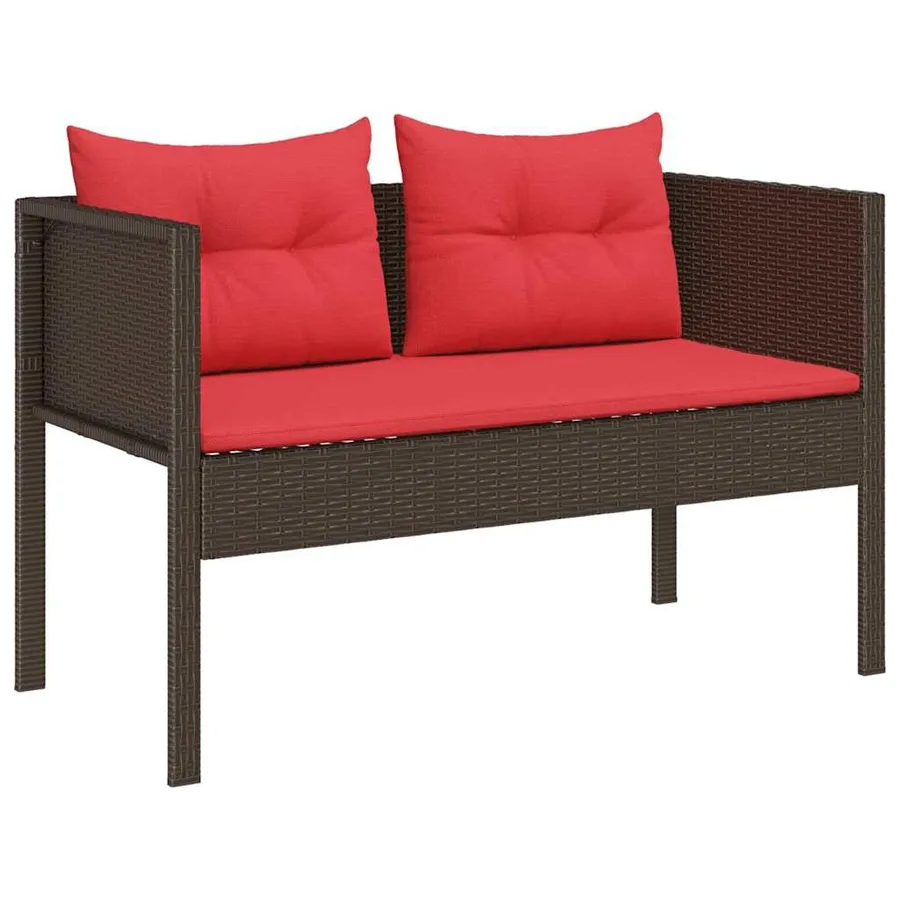 Ensemble de canapé de jardin 6 pcs Marron et rouge polyrotin - 4