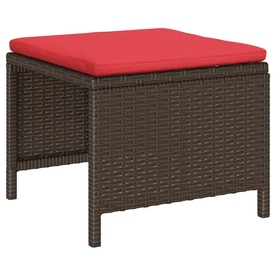 Ensemble de canapé de jardin 6 pcs Marron et rouge polyrotin - 6