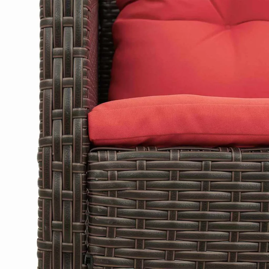 Ensemble de canapé de jardin 6 pcs Marron et rouge polyrotin - 8