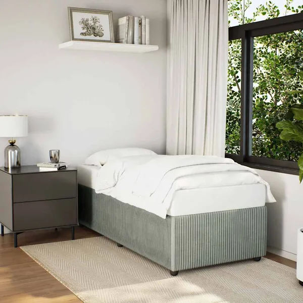 Cadre de lit sans matelas gris clair 1 place et demie velours
