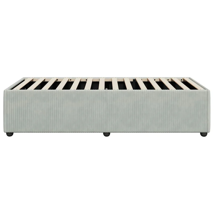 Cadre de lit sans matelas gris clair 1 place et demie velours - 5