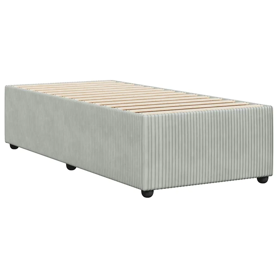 Cadre de lit sans matelas gris clair 1 place et demie velours - 6