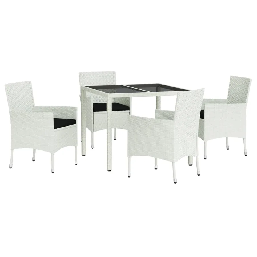 Ensemble à manger de jardin et coussins 5 pcs blanc poly rotin - 3
