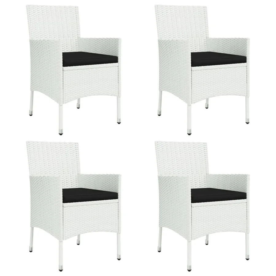 Ensemble à manger de jardin et coussins 5 pcs blanc poly rotin - 4