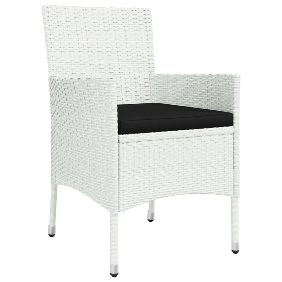 Ensemble à manger de jardin et coussins 5 pcs blanc poly rotin - 5