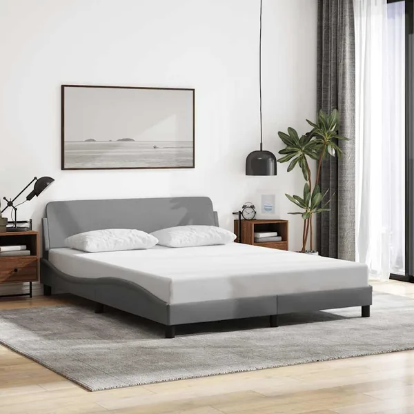 Cadre de lit Dover gris clair 152x203 cm tissu