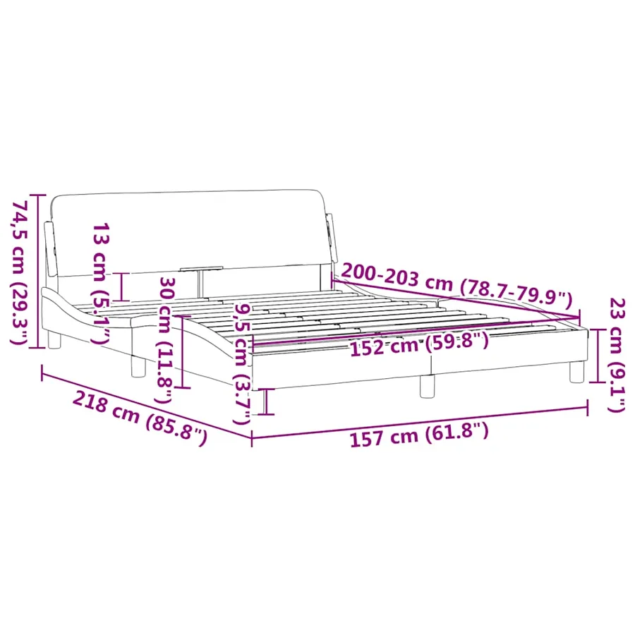 Cadre de lit Dover gris clair 152x203 cm tissu - 9