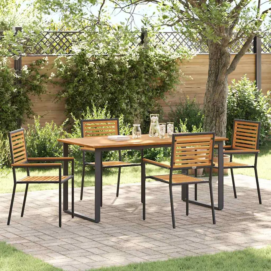 Ensemble de salle à manger pour jardin 5 pcs Noir