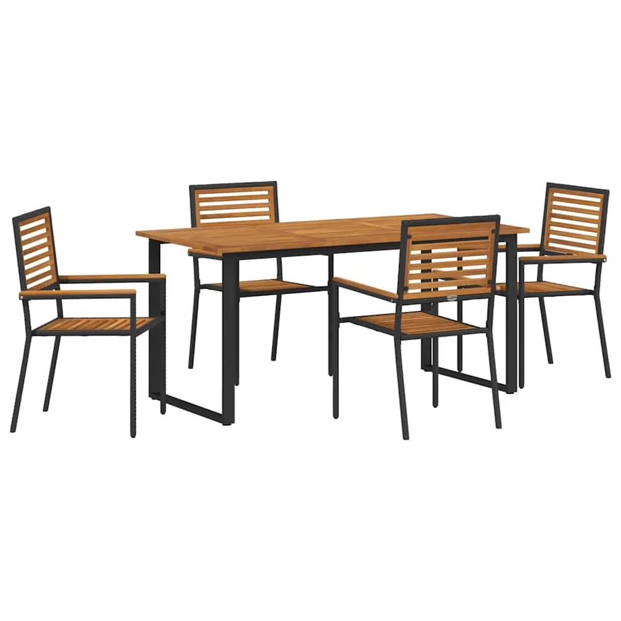 Ensemble de salle à manger pour jardin 5 pcs Noir - 2