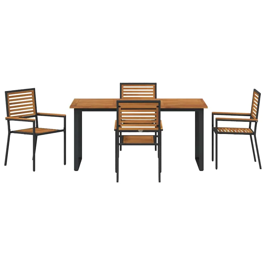 Ensemble de salle à manger pour jardin 5 pcs Noir - 7