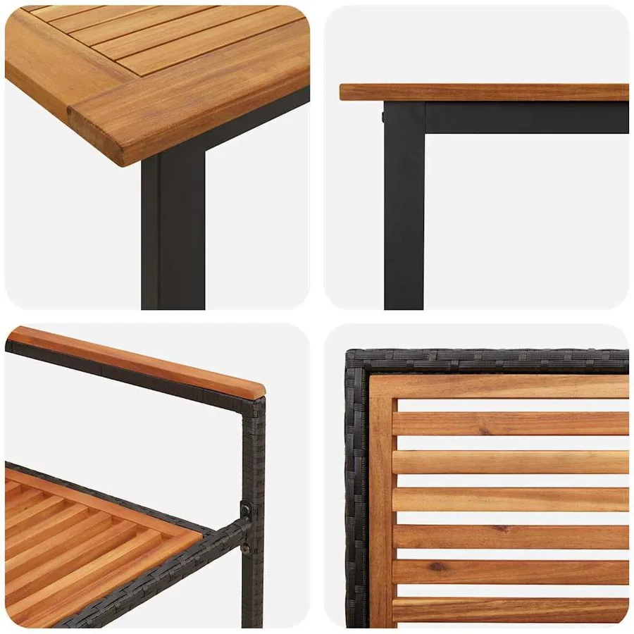 Ensemble de salle à manger pour jardin 5 pcs Noir - 9