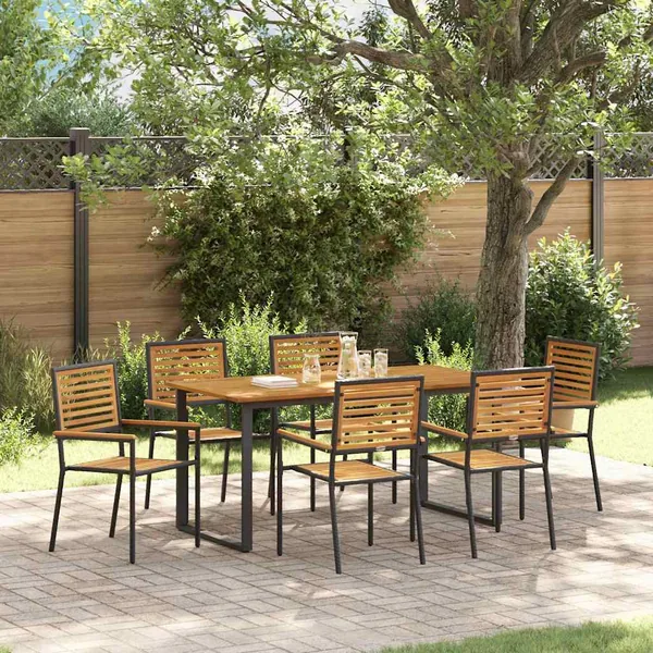 Ensemble de salle à manger pour jardin 7 pcs Noir