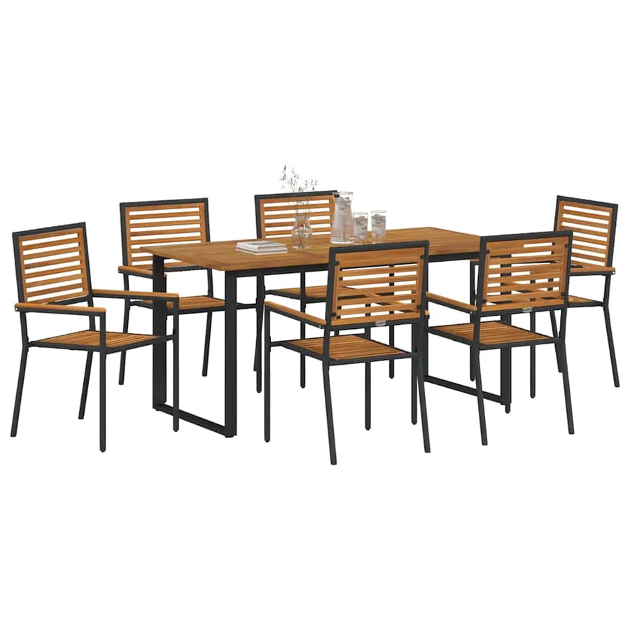 Ensemble de salle à manger pour jardin 7 pcs Noir - 3