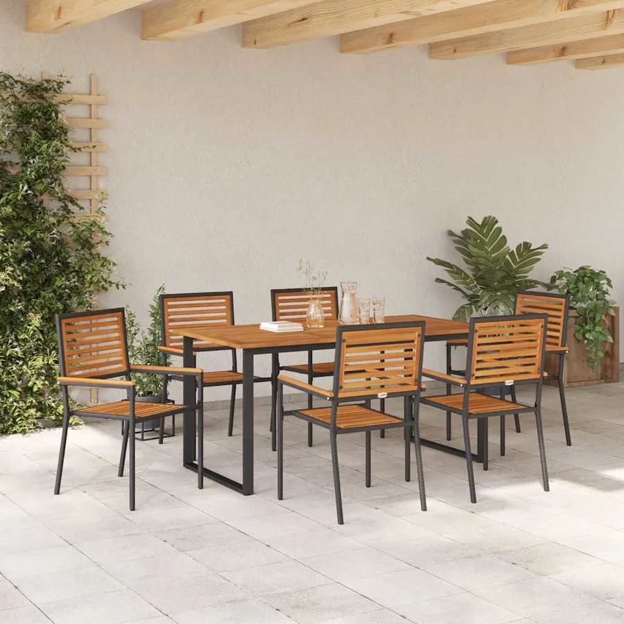 Ensemble de salle à manger pour jardin 7 pcs Noir - 4