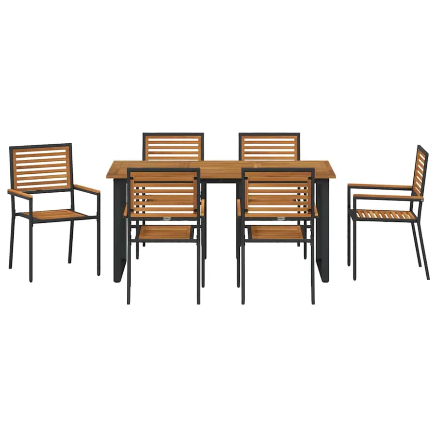 Ensemble de salle à manger pour jardin 7 pcs Noir - 7
