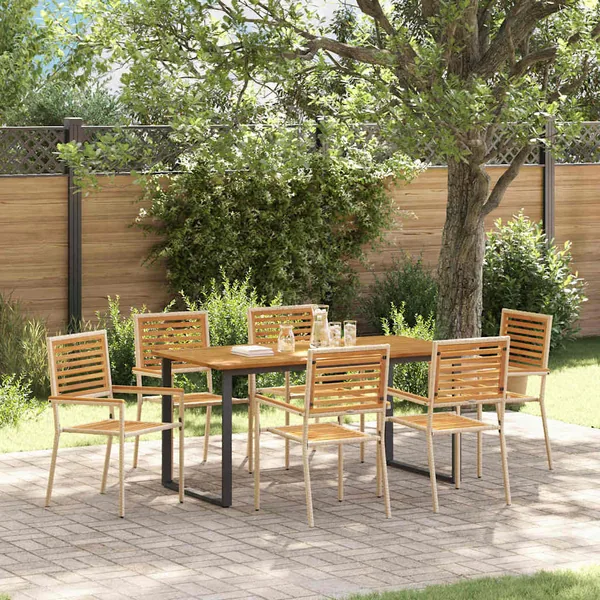 Ensemble de salle à manger pour jardin 7 pcs Beige