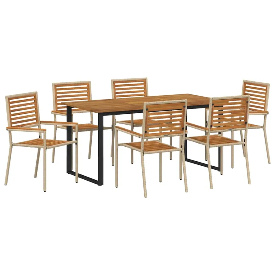 Ensemble de salle à manger pour jardin 7 pcs Beige - 2