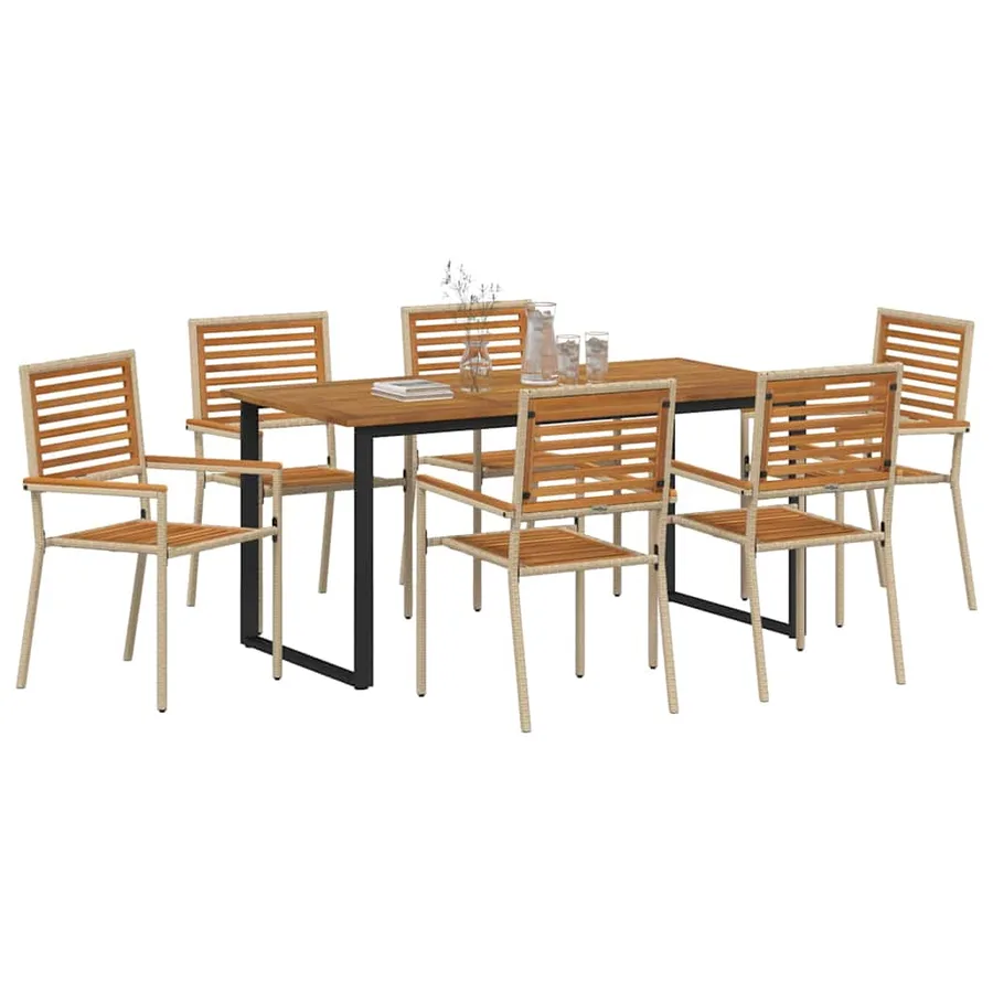 Ensemble de salle à manger pour jardin 7 pcs Beige - 3