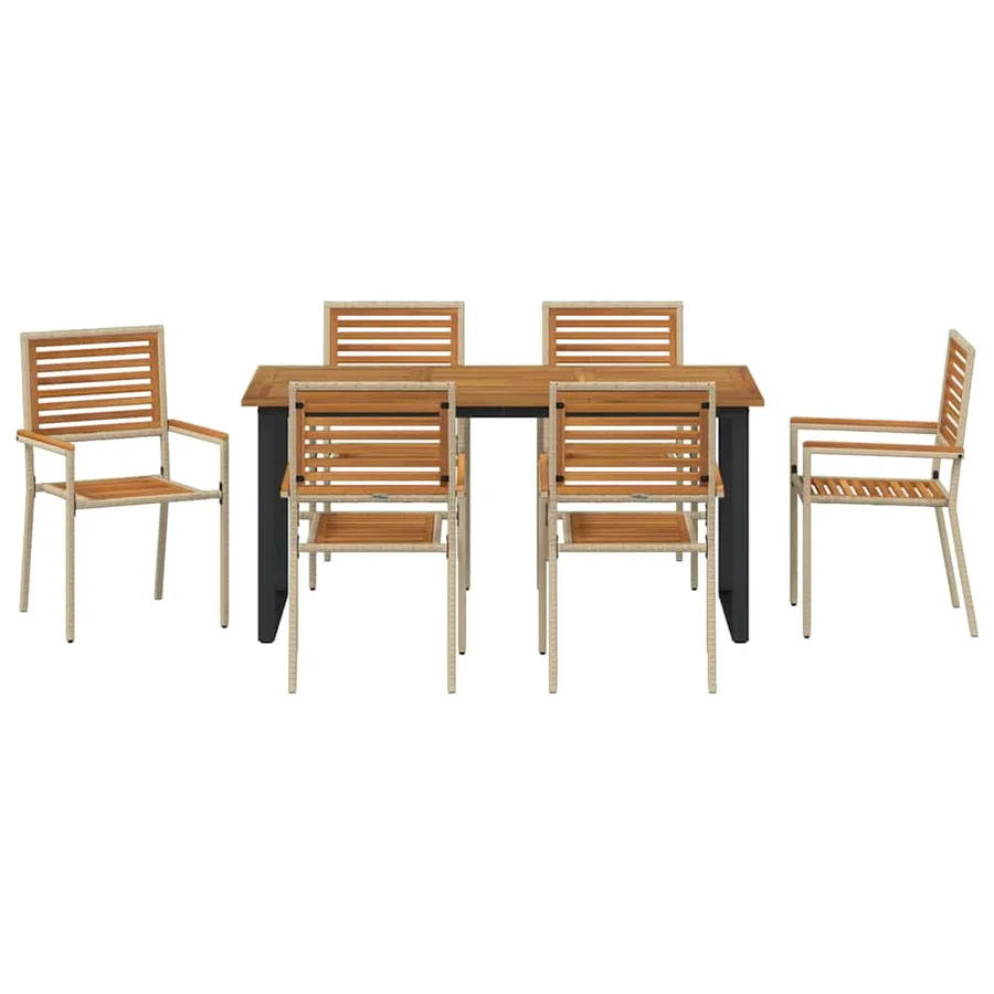 Ensemble de salle à manger pour jardin 7 pcs Beige - 7