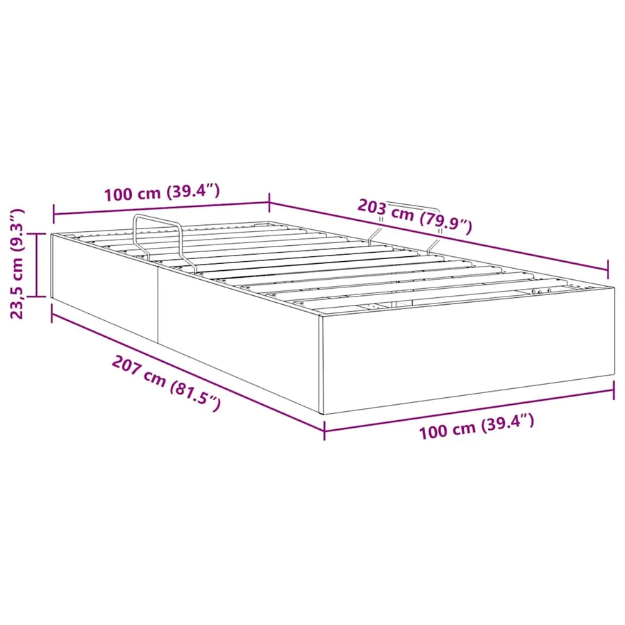 Lit de Rangement avec stockage Gris clair 100 x 203 cm Velours - 13