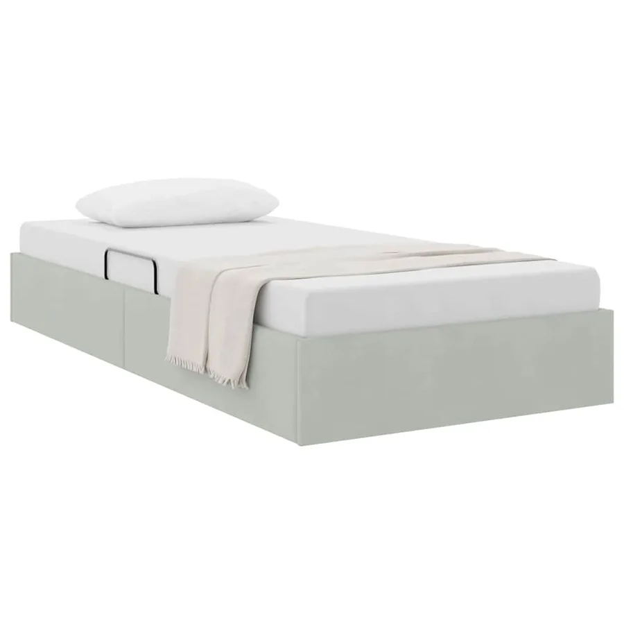 Lit de Rangement avec stockage Gris clair 100 x 203 cm Velours - 3