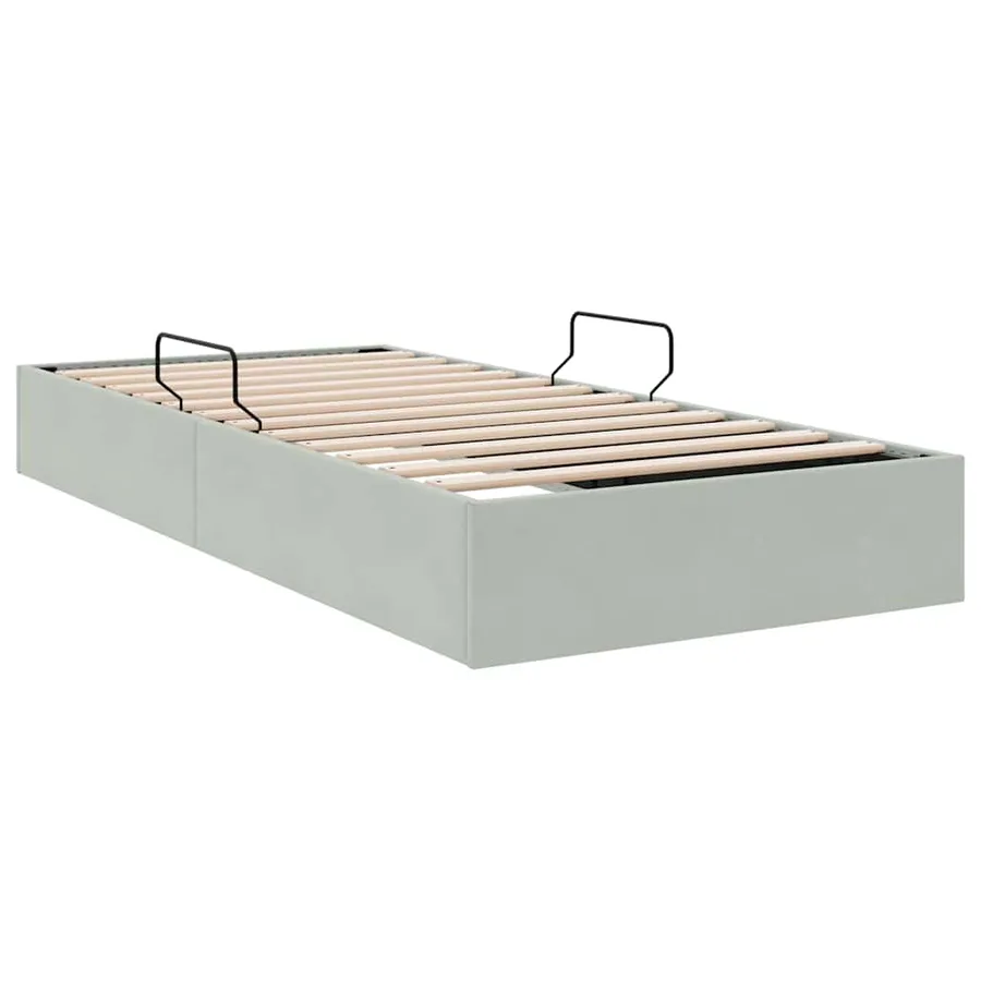 Lit de Rangement avec stockage Gris clair 100 x 203 cm Velours - 5