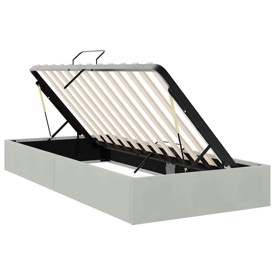 Lit de Rangement avec stockage Gris clair 100 x 203 cm Velours - 6