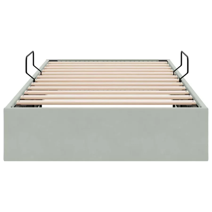 Lit de Rangement avec stockage Gris clair 100 x 203 cm Velours - 7
