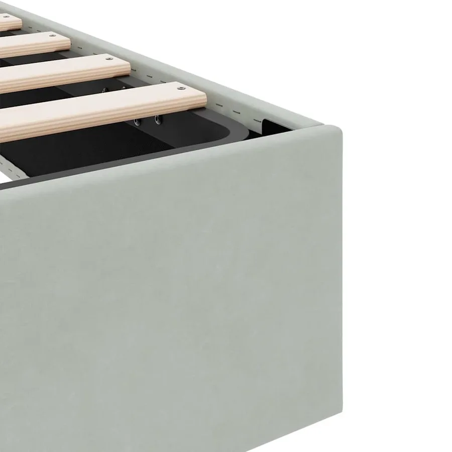 Lit de Rangement avec stockage Gris clair 100 x 203 cm Velours - 8