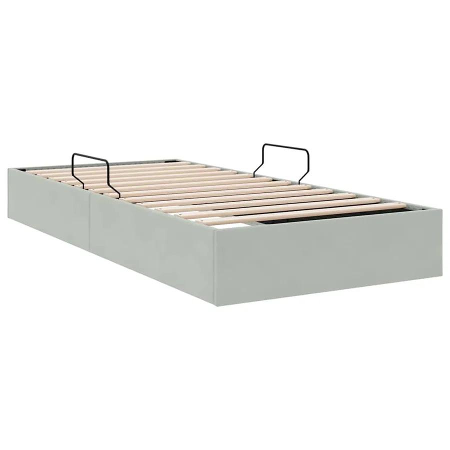Lit de Rangement avec stockage Gris clair 100 x 203 cm Velours - 9