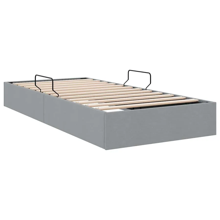 Lit de Rangement avec stockage Gris clair 203 x 100 cm Tissu - 5
