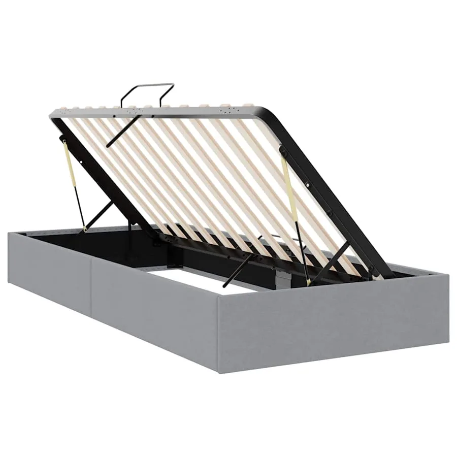 Lit de Rangement avec stockage Gris clair 203 x 100 cm Tissu - 6
