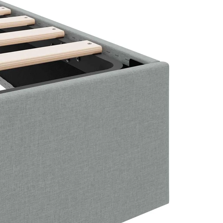 Lit de Rangement avec stockage Gris clair 203 x 100 cm Tissu - 8