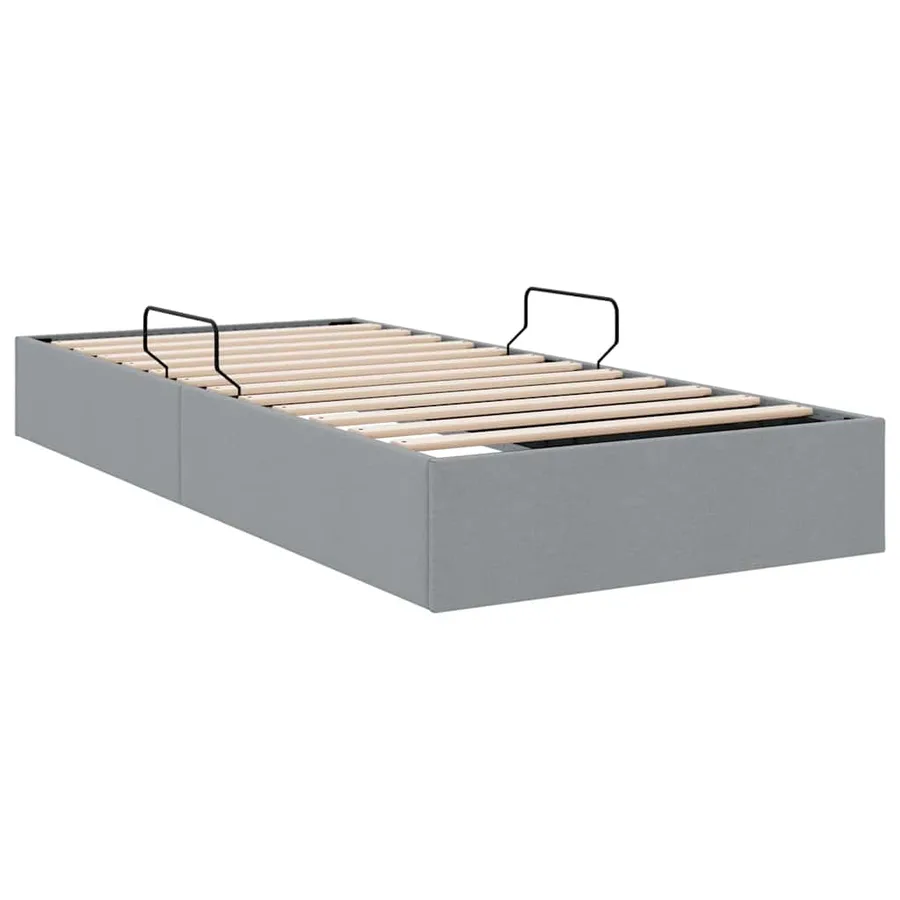 Lit de Rangement avec stockage Gris clair 203 x 100 cm Tissu - 9