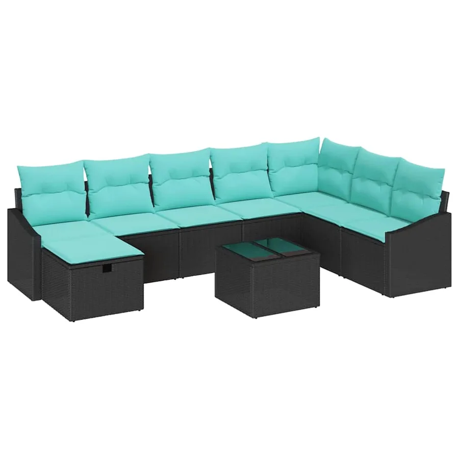 Ensemble de canapé de jardin 9 pcs polyrotin - 2