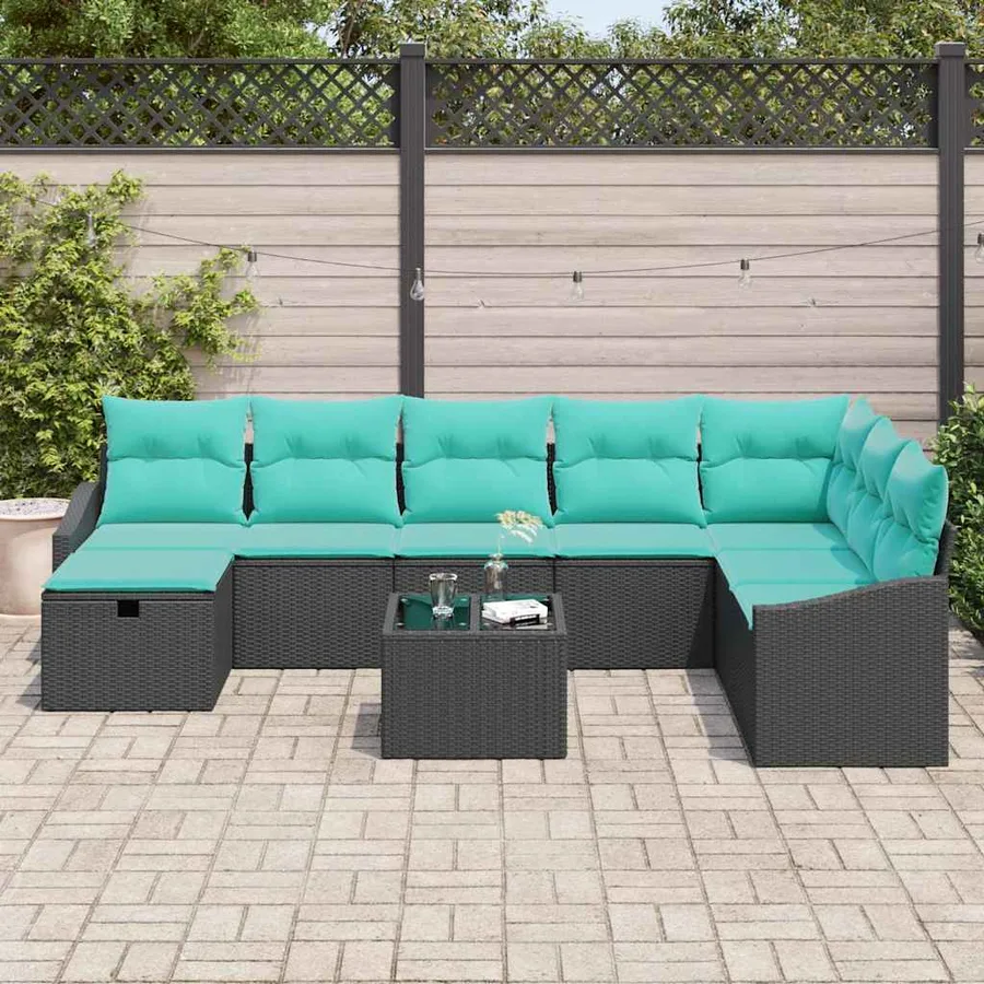 Ensemble de canapé de jardin 9 pcs polyrotin - 3