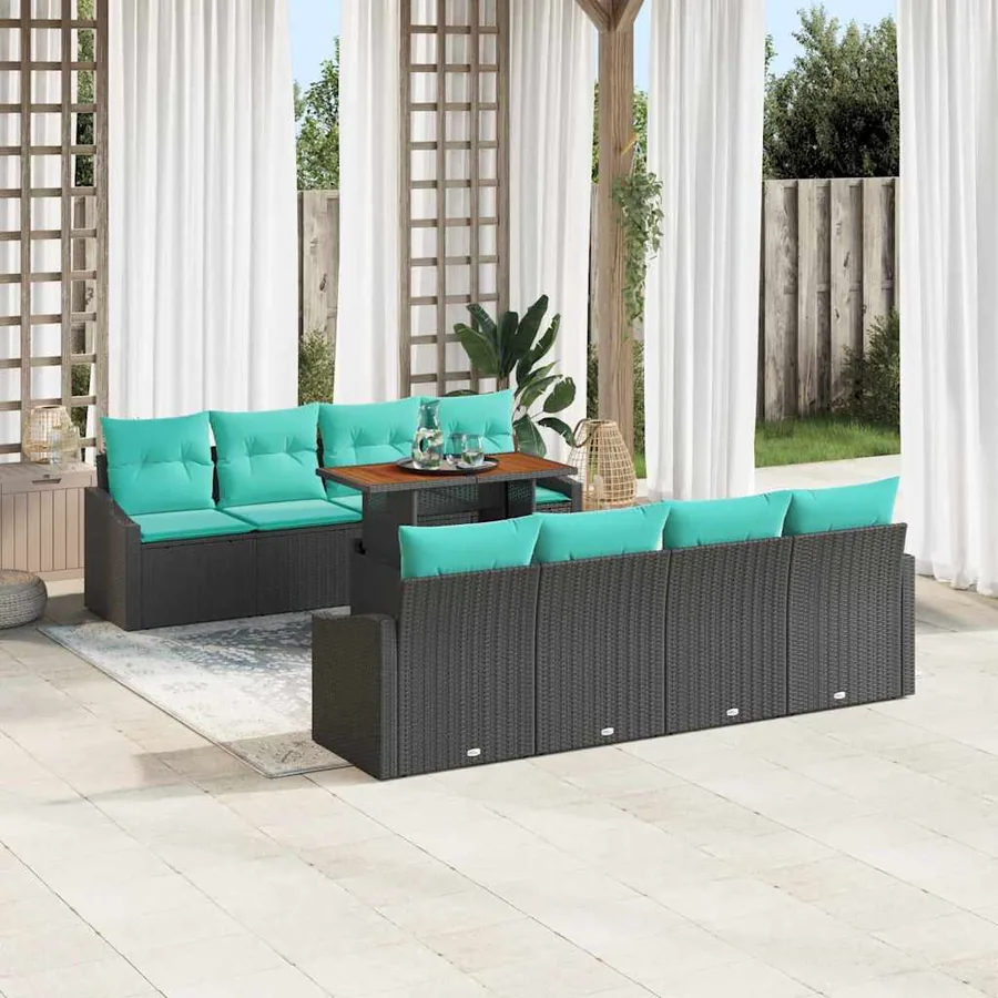 Ensemble de canapé de jardin 9 pc 8-Nombre de places