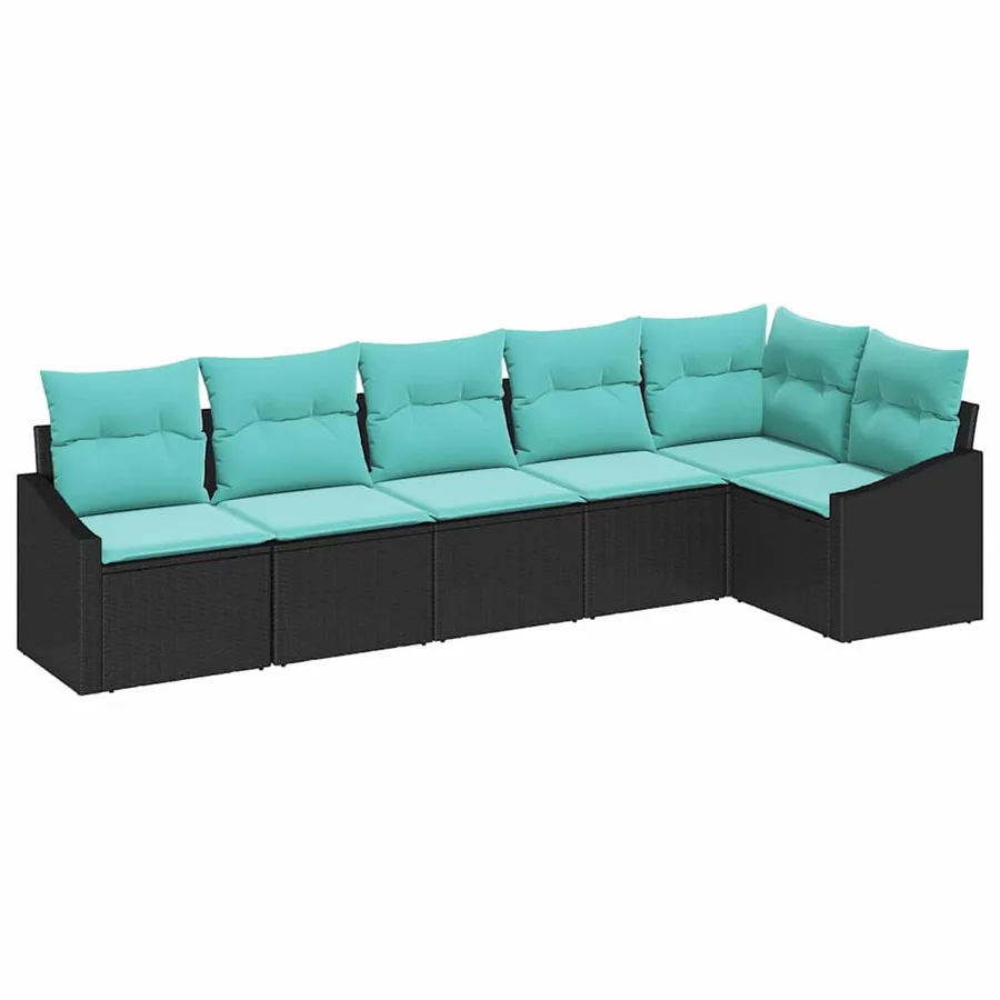Ensemble de Canapés avec coussin 6 pcs Noir polyrotin - 2