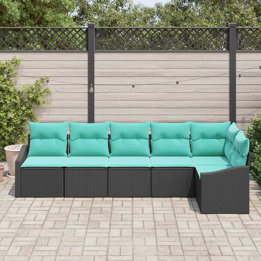 Ensemble de Canapés avec coussin 6 pcs Noir polyrotin - 3