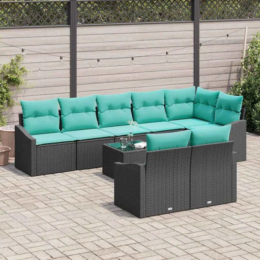 Ensemble de Canapés avec coussin 9 pcs Noir polyrotin - 3