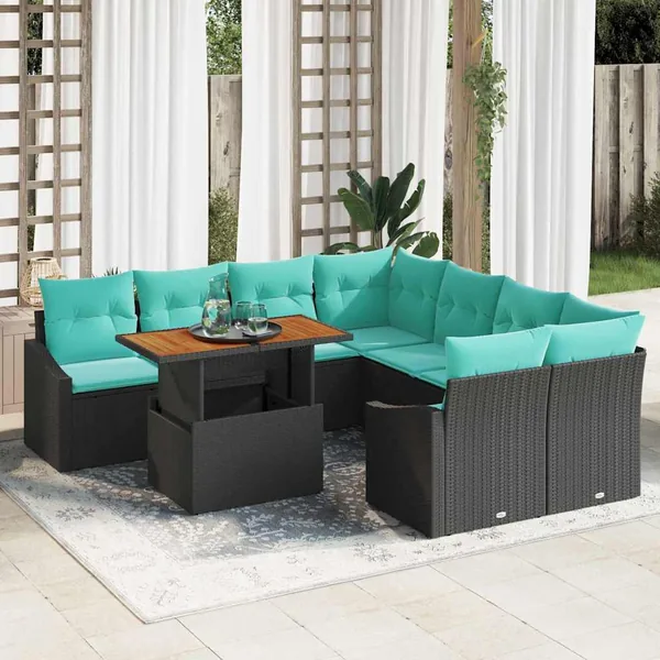Ensemble de canapé de jardin 9 pc 8-Nombre de places