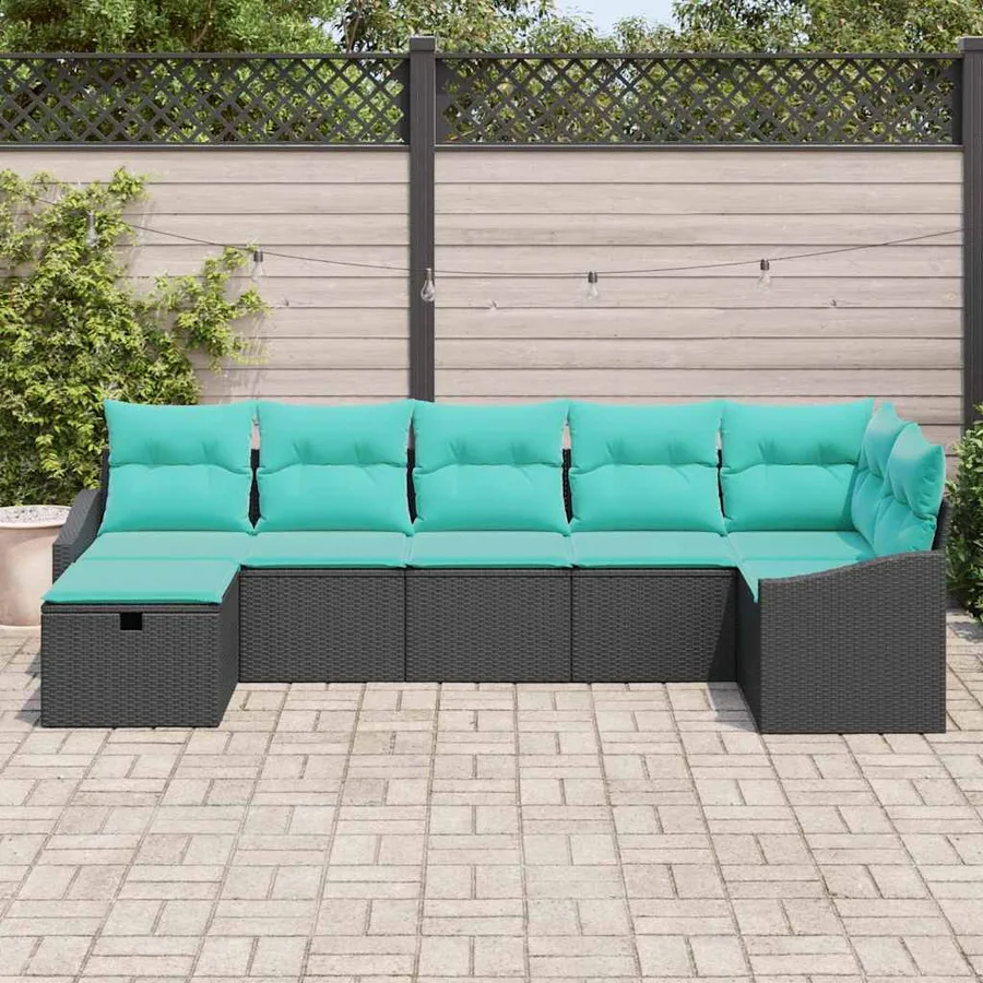 Ensemble de Canapés avec coussin avec stockage Noir polyrotin - 3