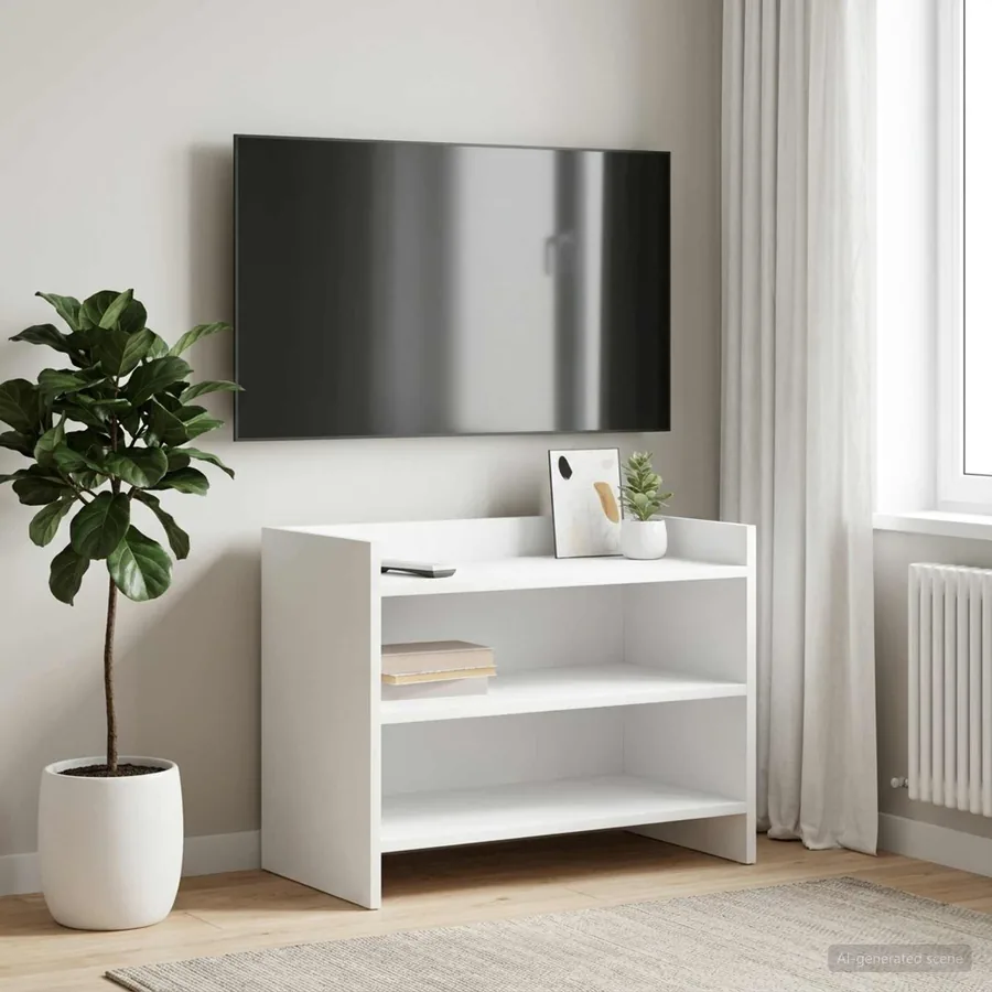 Meuble TV 60 x 33 x 47 cm Blanc Bois d'ingénierie