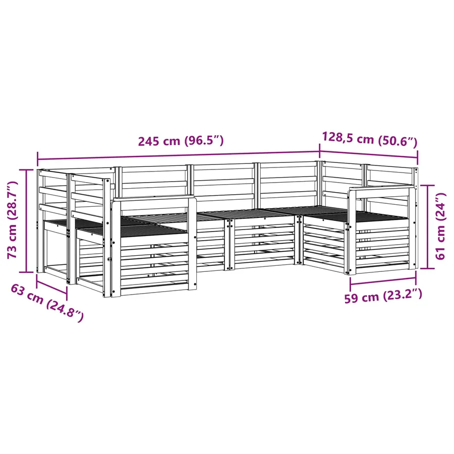 Ensemble de canapés d'extérieur 6 pcs Blanc 245 x 128,5 x 73 cm - 6